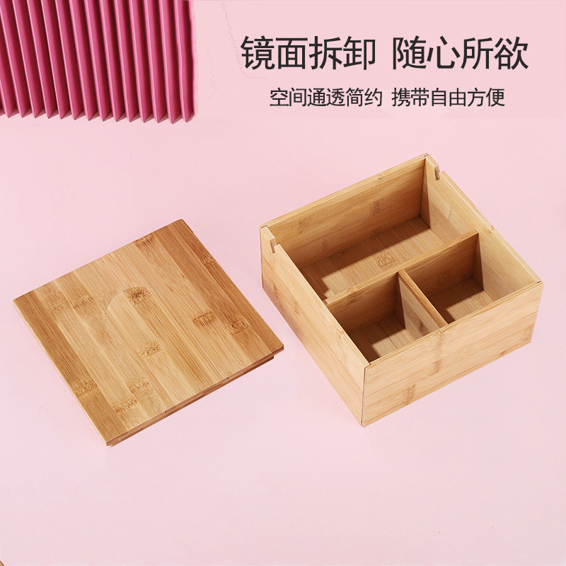 批发化妆桌面led灯收纳盒镜子台式台式镜补光美妆梳妆镜