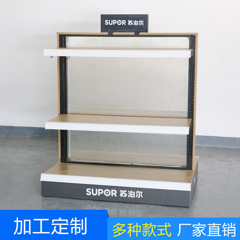 超市厂家木货架展示架钢木置物架四川钢批发小家电展示架
