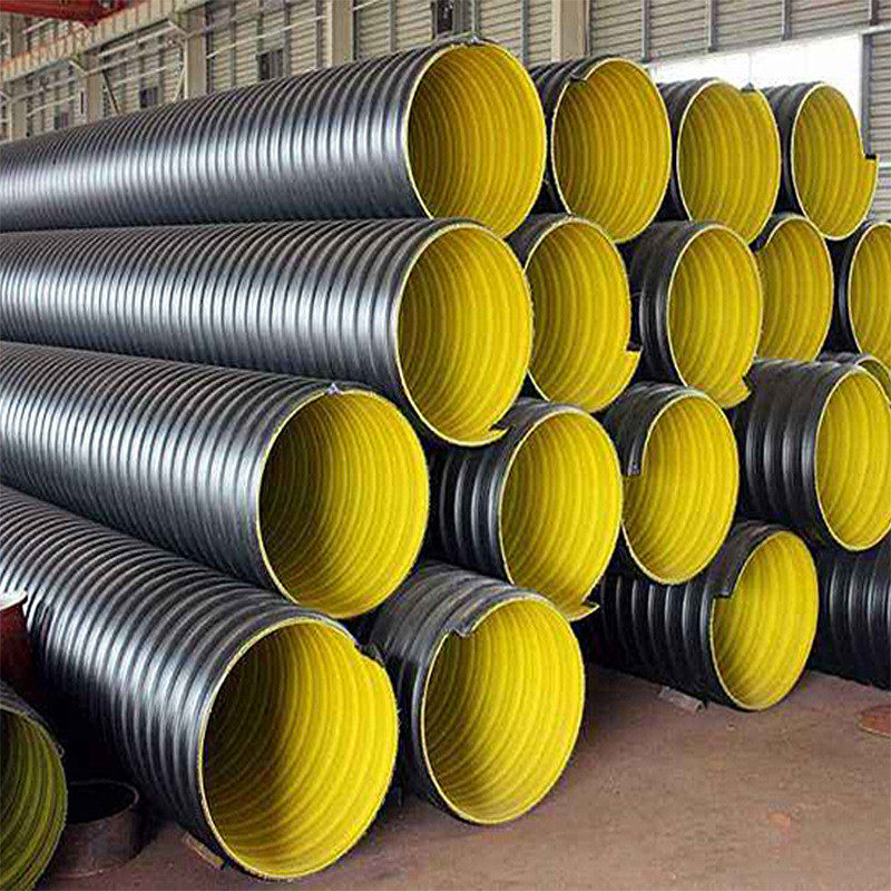 hdpe钢带管增强螺旋中空波纹管聚乙烯大口径排水排污缠绕管管黑色