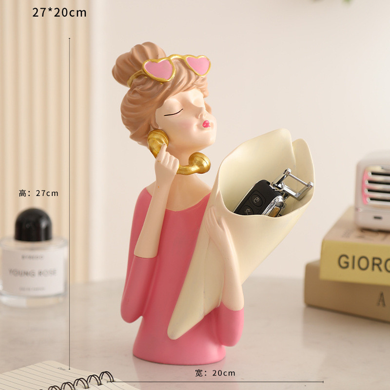 北欧捧花女孩艺术花瓶摆件创意客厅餐桌玄关电视柜插花家居装饰品