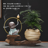饰品客厅陶瓷家居装 新中式 禅意办公室绿植装 饰书房玄关摆件盆栽
