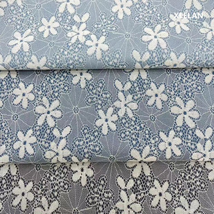 32支复合牛仔面料蕾丝服装面料箱包布料小碎花复合春夏牛仔水洗布