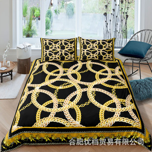 北欧风格花纹床上用品套装三件套尺寸四件套全数码印花