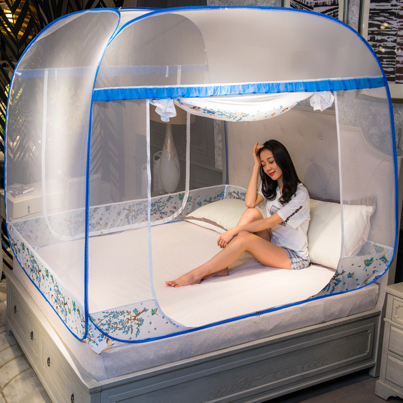 热销rkt42022新款家用卧室蚊帐儿童防摔蒙古包全底加密免安装1米8