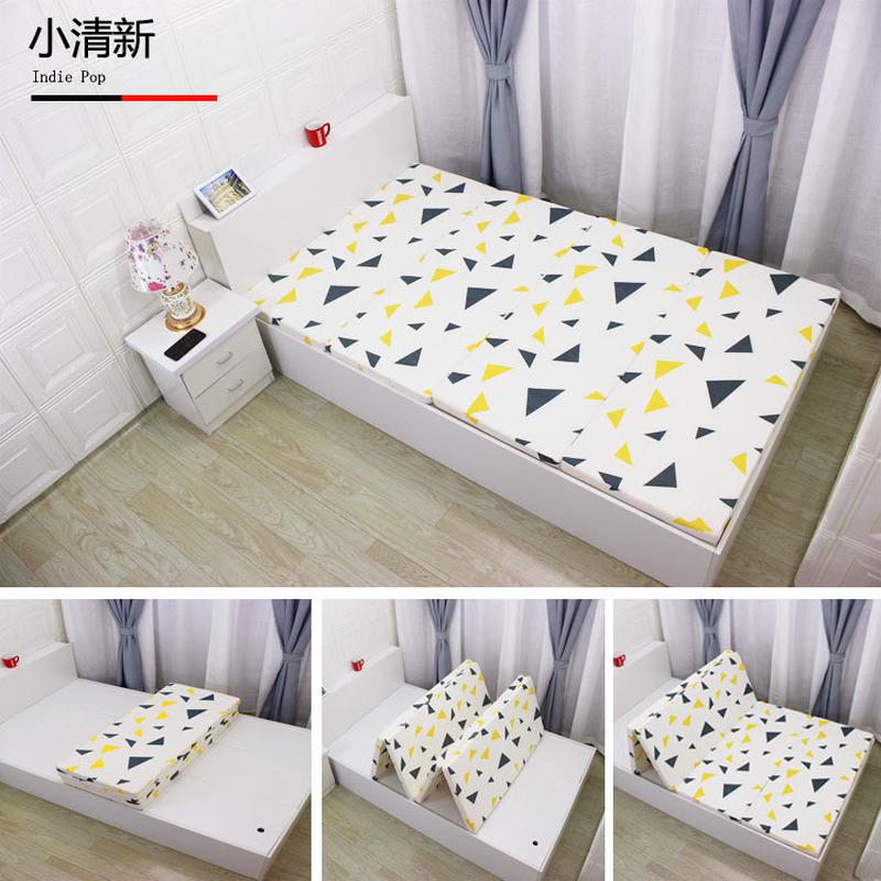 2o6x加厚高密度四折叠垫学生宿舍床垫地铺海绵床垫午休垫0.9m1.2