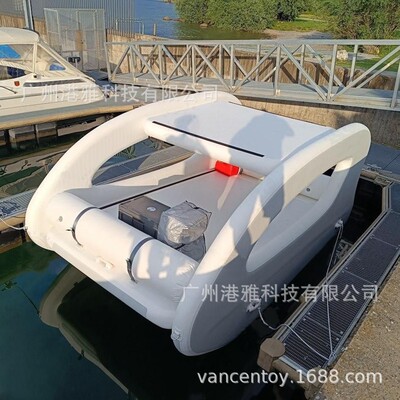 户外水上充气游艇免搭建充气船太阳能轻舟游船电动景区海上度假船