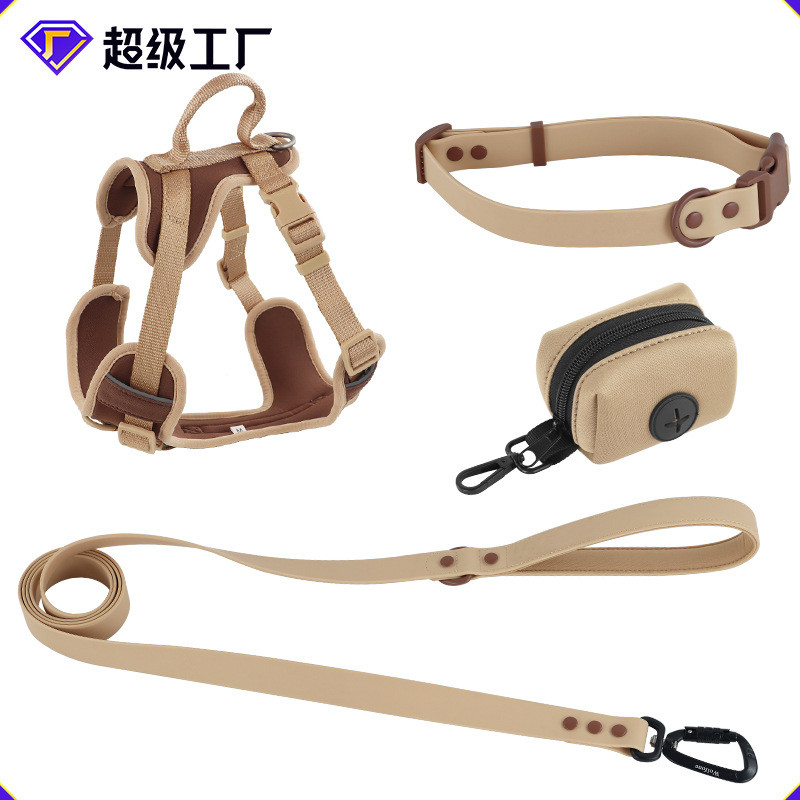 工厂定制狗狗胸背新潮撞牵引色系狗背套反光宠物背带式牵引绳