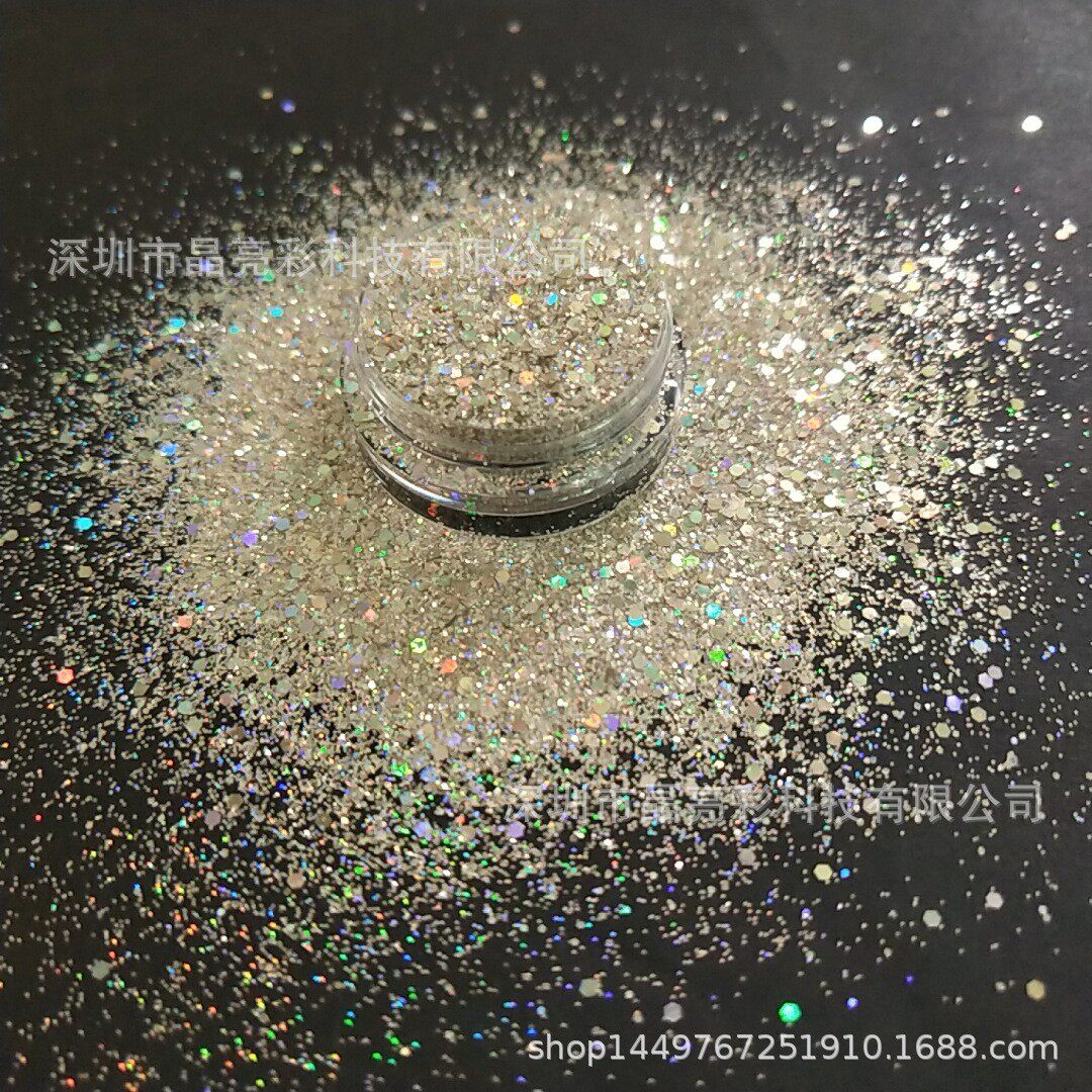 镭射银高闪光金葱粉七彩粉亮片镭射混合系列四角六角美甲闪粉片