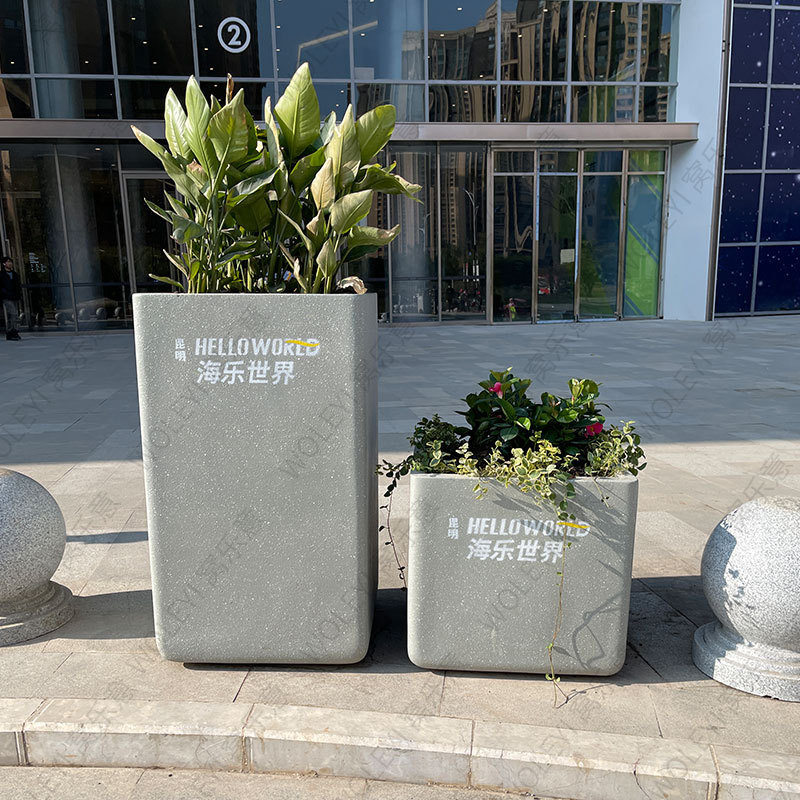 玻璃钢花箱商场花盆售楼部组合花钵大型落地户外花池可移动种植盆