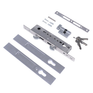 断桥重型门一字锁双钩锁纯铜锁芯85308535推拉门锁不锈钢双钩锁体