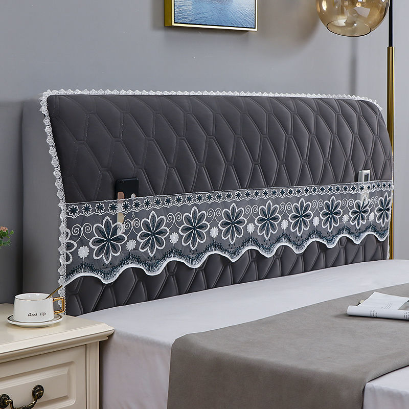 2o6x加厚夹棉床头罩欧式床头套实木软包加厚床头防尘罩布艺全包保