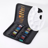 12支画笔丙烯颜料套装 24色丙烯颜料带包12ml美术丙烯画包