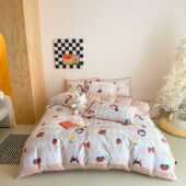 50卡通双股全棉数码 印花四件套支可爱儿童宿舍床品床单被套三件套