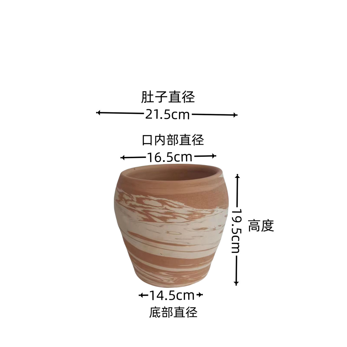粗陶红陶花盆透气吸水大号手拉混色手工红陶盆素烧创意盆栽容器