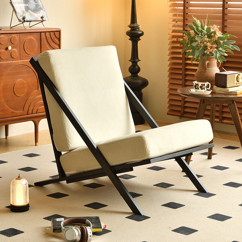 北欧单人沙发椅简约现代家用阳台客厅设计师款铁艺复古懒人休闲椅