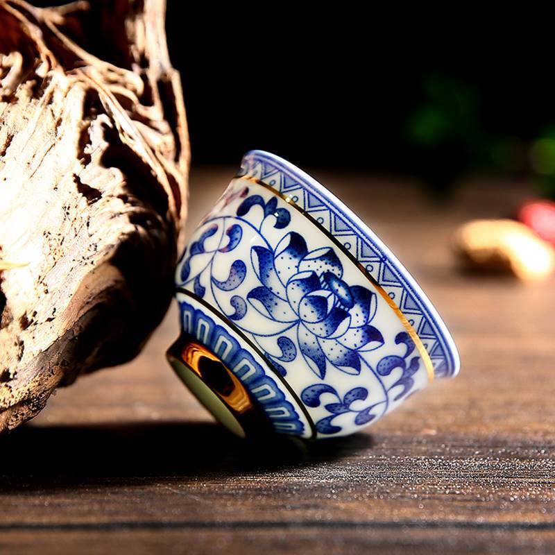 Ceramics Kung Fu Little Tea Cup Set Home Tea Bowl Blue Celad
