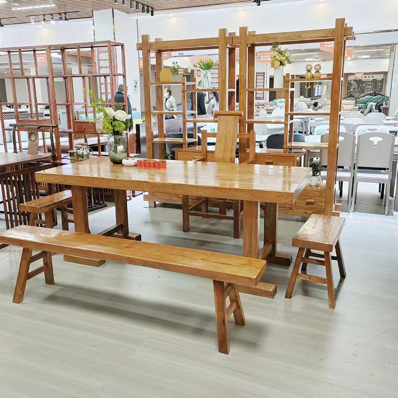 米茶桌椅组合1.6老榆木全实木厚重功夫茶桌1.8茶台泡茶桌家用茶桌