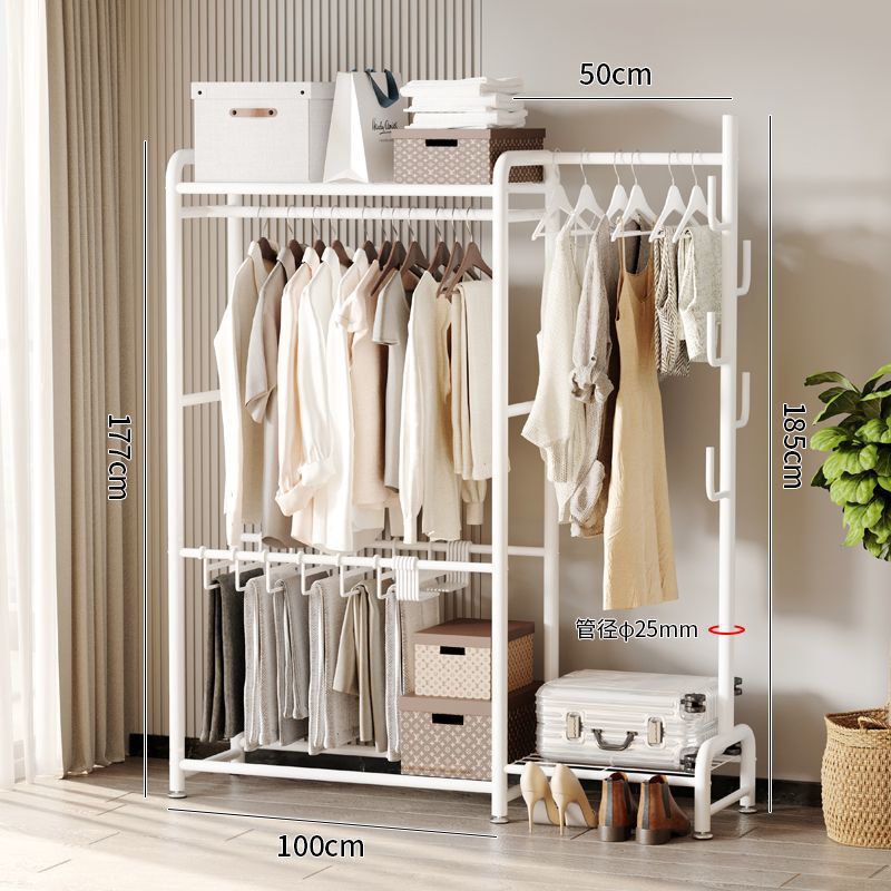 移动晾衣架落地挂衣架室内加厚可移动带轮晾衣架阳台晾晒架子