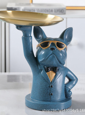 桌面托盘狗摆件钥匙收纳书房客厅卧室桌面西欧风格玄关树脂工艺品