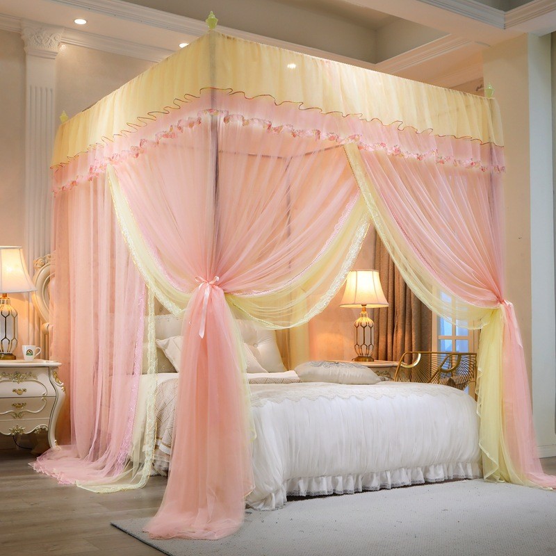 卧室家用2024新款落地蚊帐宫廷风支架杆加粗床幔高级遮光公主床帘