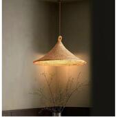 艺术灯日式 藤艺吊灯侘客厅风复古创意寂餐吊灯民宿藤艺草帽led客