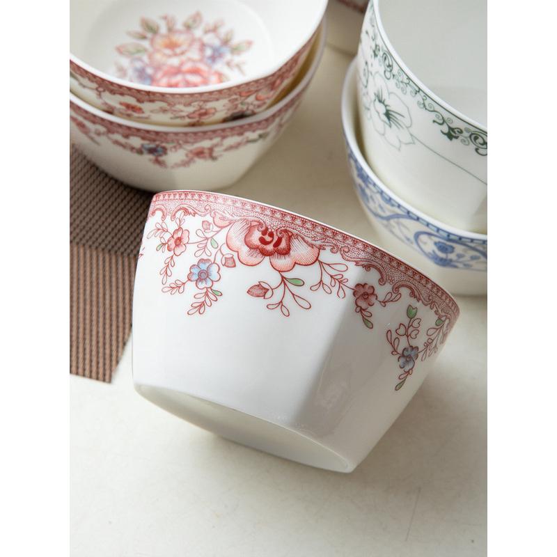 86m0方汤碗8个家用米饭碗陶瓷碗单个吃饭碗餐具碗碟套装碗盘小碗