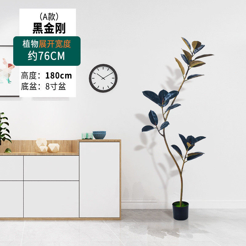 仿真绿植室内橡皮树盆栽植物黑金刚客厅橱窗装饰摆件落地盆栽批发