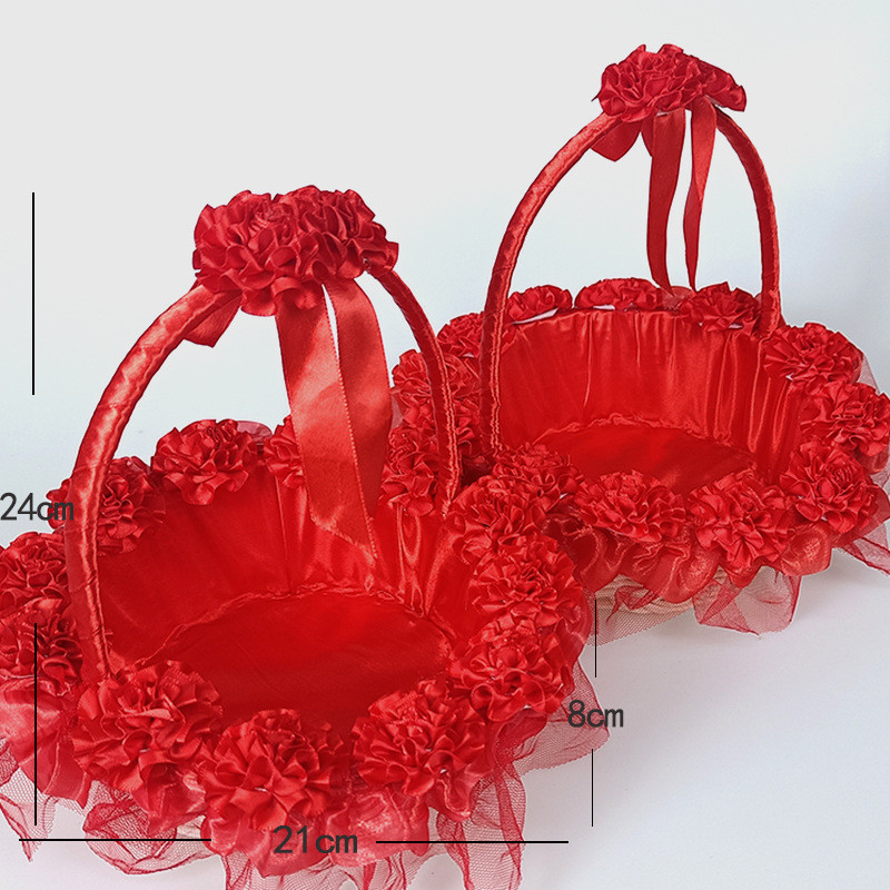 m3no批发婚礼手提花篮婚庆小结婚花童撒花篮节日晚会舞蹈用蕾丝装