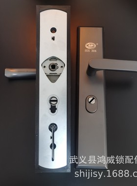 灰色不锈钢双拉簧门把手防盗门拉手批发加厚面板机械门锁具入户门