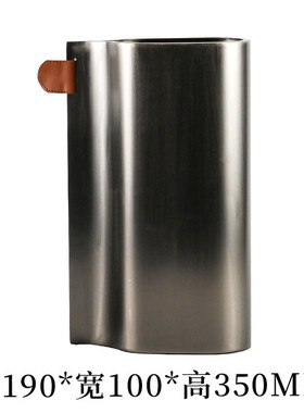 意式轻奢黑色皮革中心花器样板房间销售金属柜台现代简约装饰花瓶