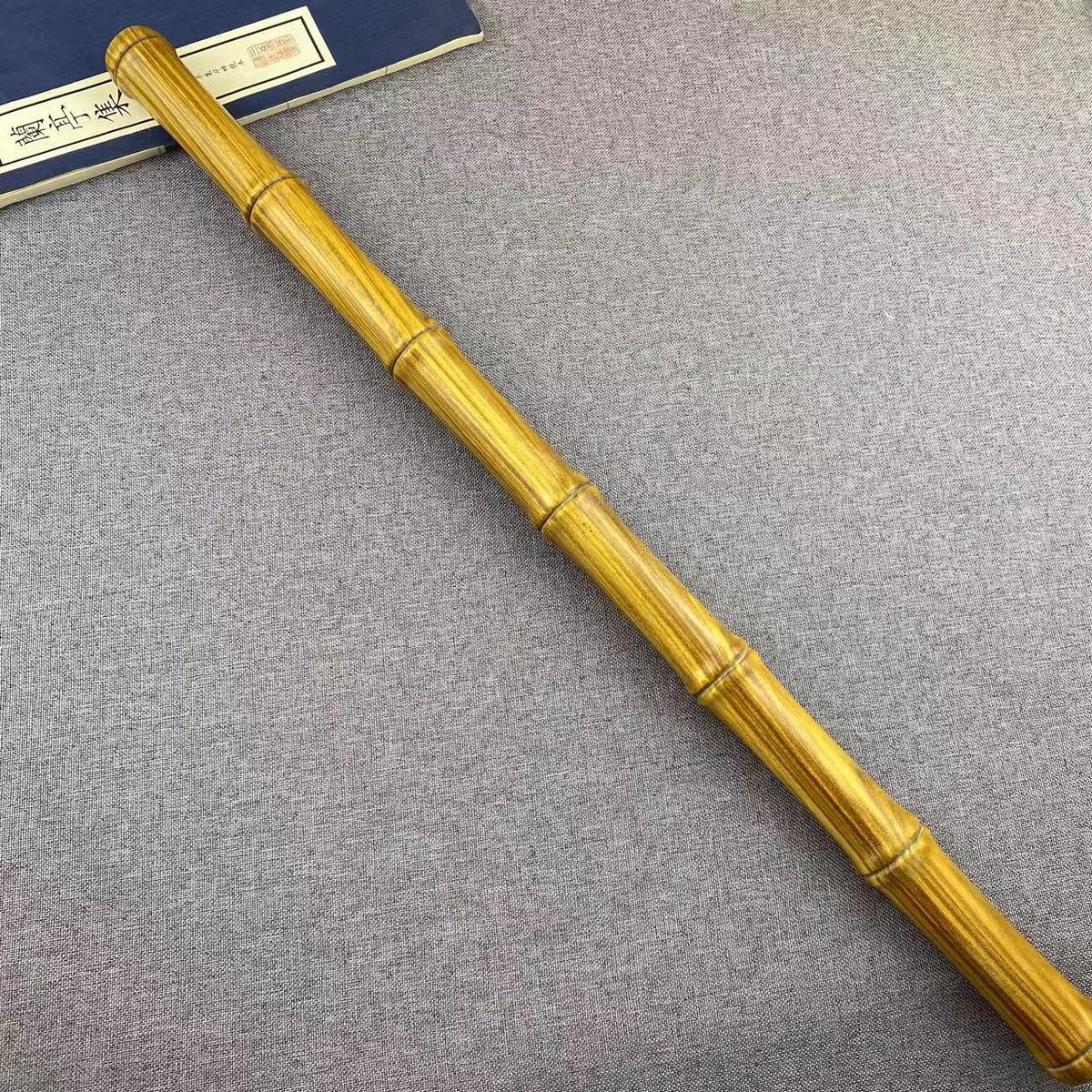 绿檀木竹节棍一体雕刻竹子木棒棍武术棍盘玩解压健身棍太极圆棍手