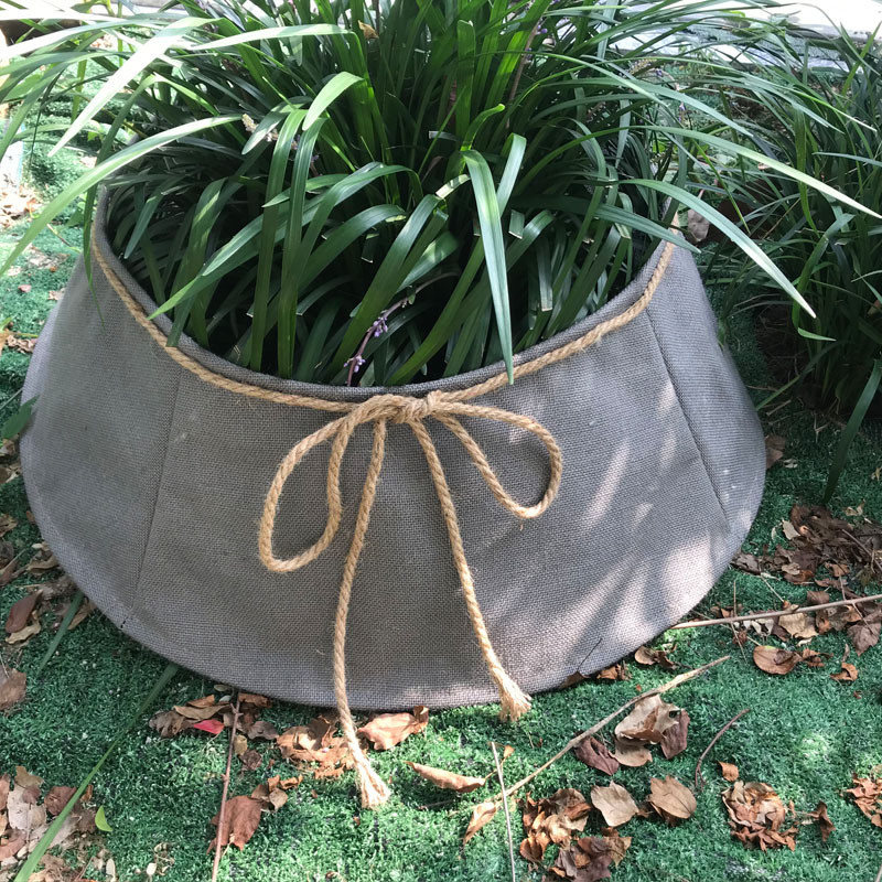 定制热印花麻布面料圣诞树裙树围边框本色彩色可以款麻布袋