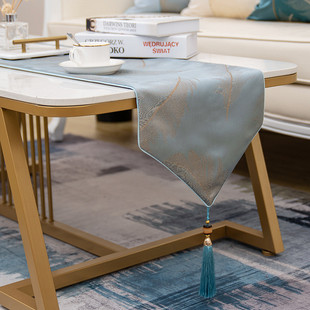 桌旗床旗轻奢提花流苏美式桌巾欧式餐桌餐厅样板房软装茶几桌布