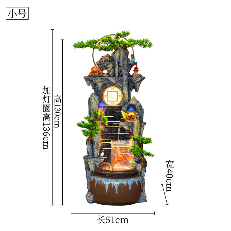 8jdk批发客厅中式新居落地假山流水喷泉摆件乔迁开业送礼鱼池盆景