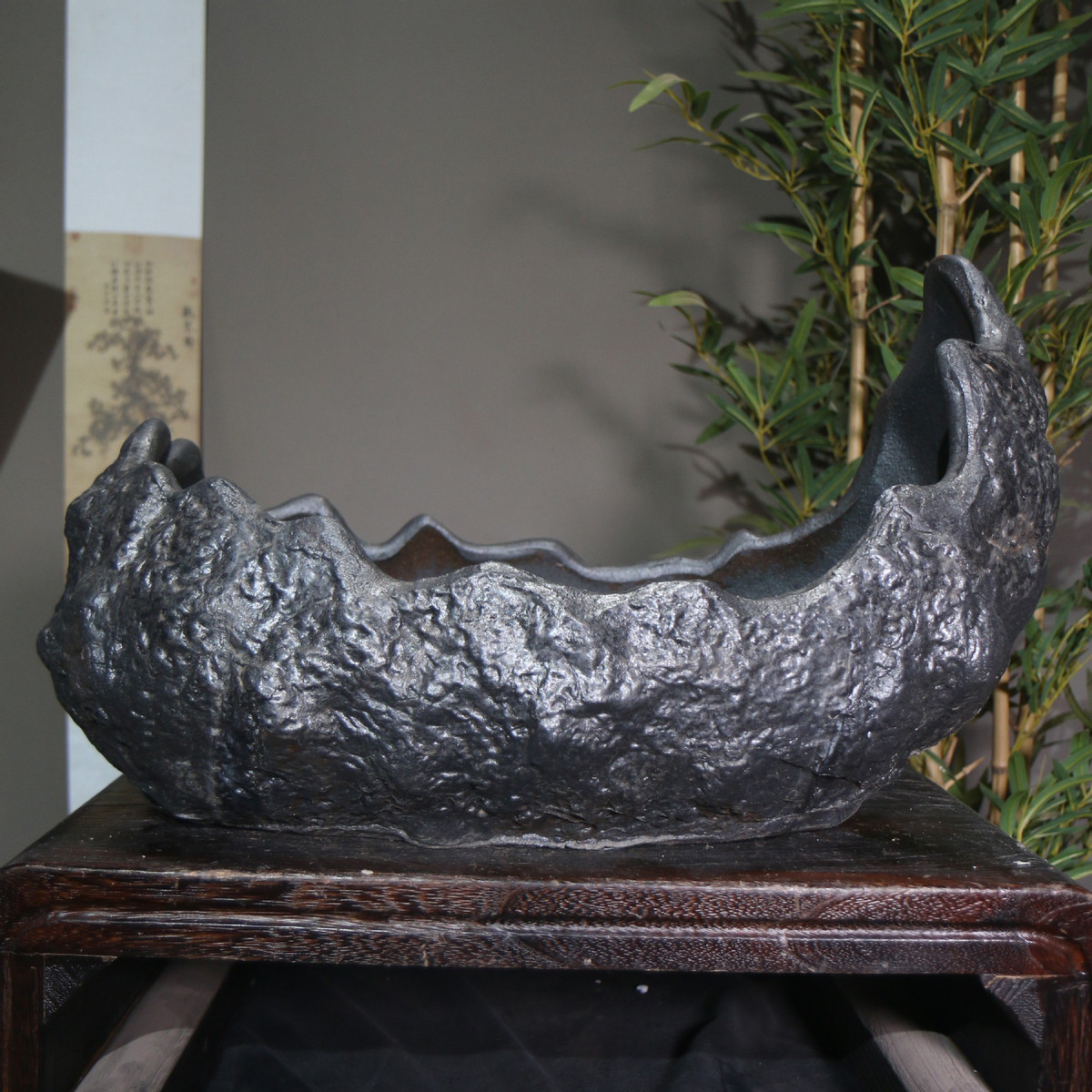 紫砂花盆异形盆景观南蛮盆创意手工陶瓷盆景盆月亮形柴烧盆觅陶乡