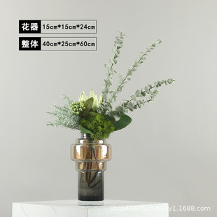 花艺轻奢家居桌面现代摆件酒店样板房仿真花装饰品会所洽谈桌摆设