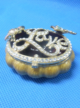 南瓜造型金属翻盖首饰盒定制彩珐琅镂空滴油收纳盒锌合金摆件