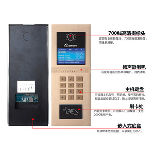 奥硕天楼宇可视对讲门禁系统智能室内机家用小区彩色单元门门口机