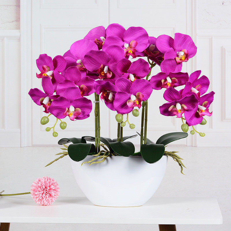 工厂直销蝴蝶兰仿真花摆件客厅手感兰花假花桌面花艺餐桌花娟花
