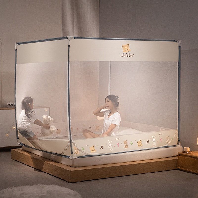 蒙古包新款坐床式回字床笠蚊帐底款坐床宝宝防摔拉链蚊帐批发代发