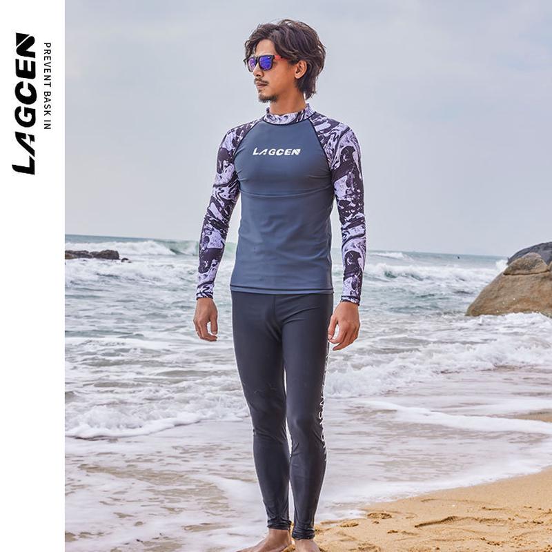 lagcen海边晨运动专业潜水服吸湿排汗男长袖冲浪朗游玩浮潜冲浪衣