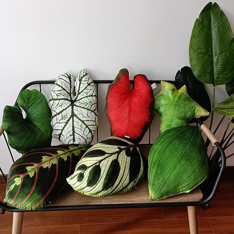 v9d@批发民宿风沙发布艺抱枕清新绿色植物装饰仙人掌靠枕飘窗阳台