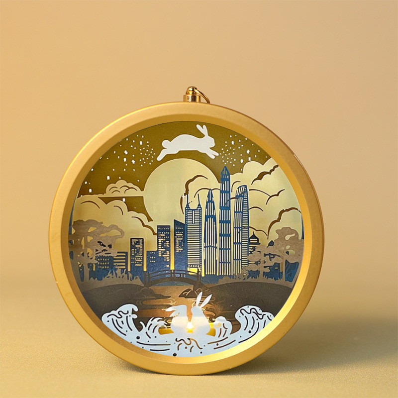 中秋节礼创意diy纸雕灯笼可材料包组装儿童创意古风礼品灯光手提