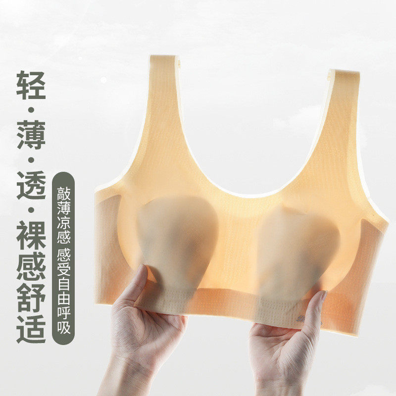 新款兔耳杯内衣女薄款大胸显小胸冰丝无痕无钢圈聚拢裹胸抹胸内衣