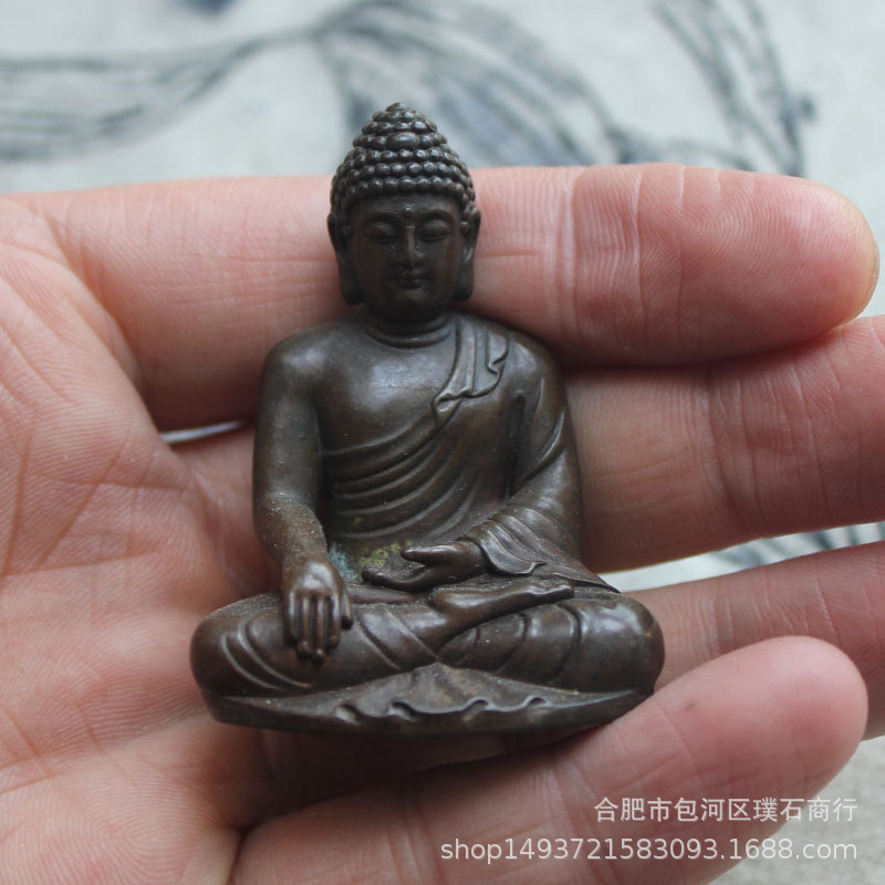 紫铜中号迷你释迦牟尼佛摆件如来坐像桌面玄关装饰创意中式