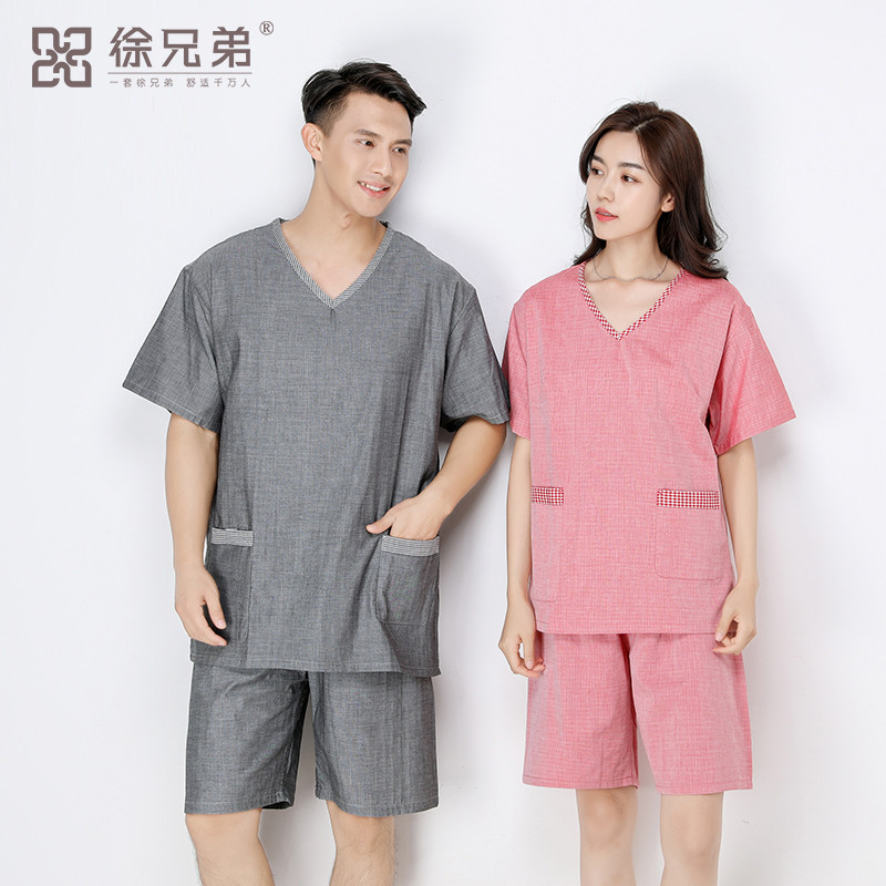 55N徐兄弟汗蒸服女款純棉浴服情侶桑拿服男按摩浴衣大碼浴服套裝
