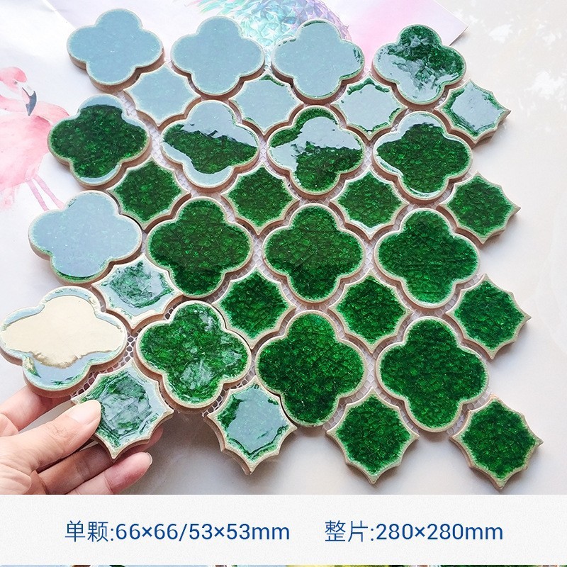 冰背景墙装饰陶瓷马赛克瓷砖厨房卫生间浴室玄关裂梅花拼花内墙砖