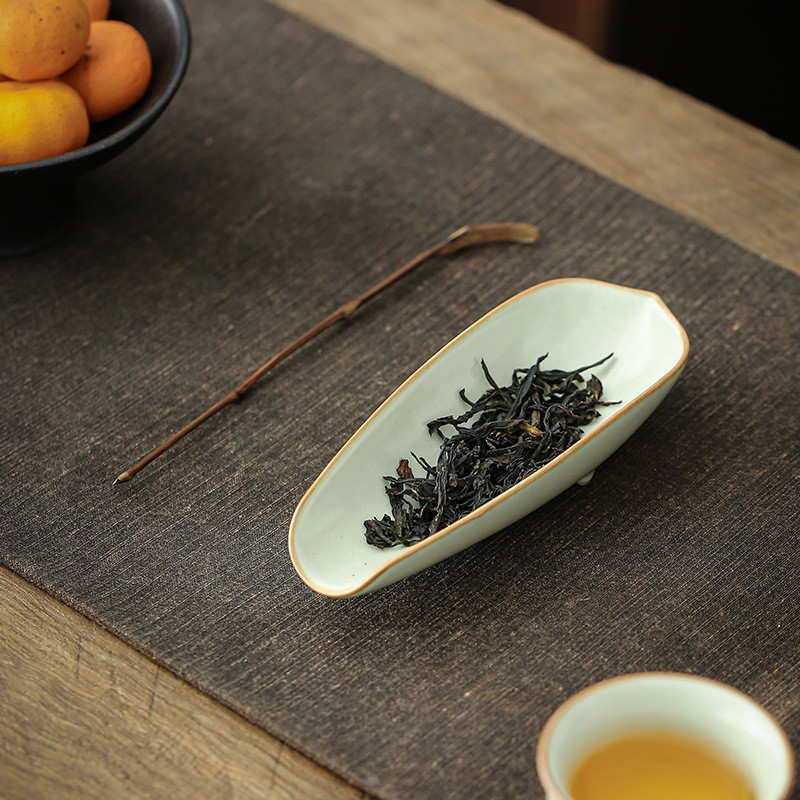 陶瓷茶则荷茶道纯手工茶拨汝窑茶小号功夫茶具六君子醒茶取茶配件