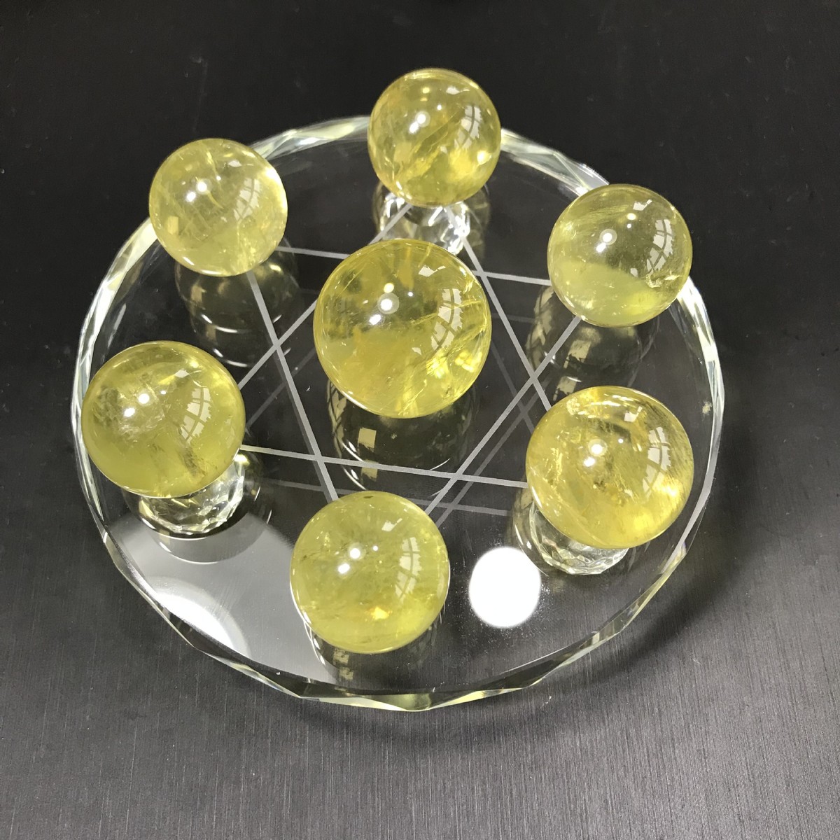 天然黄水晶七星透体黄晶球球阵摆件水晶装饰