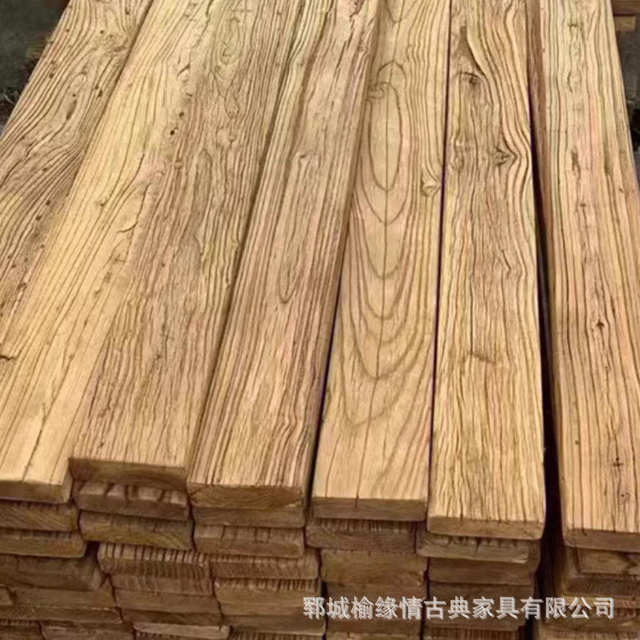 做旧老榆木风化板护墙板家用木地板楼梯板实木托盘茶桌大榆木桌面